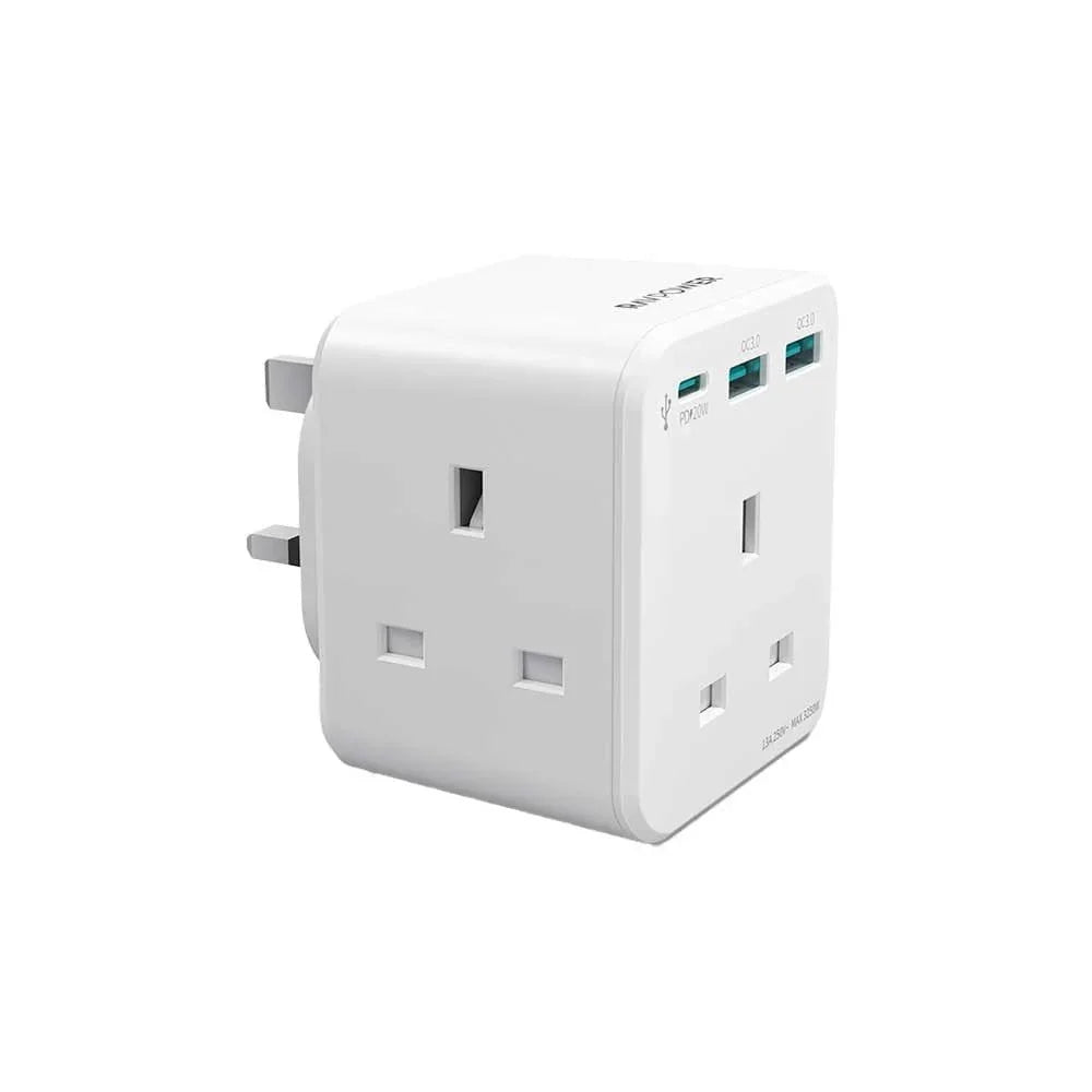 Ravpower PD 20W Wall Charger Uk Version With 3 Ac Port - White - Tashqila Ravpower PD 20W Wall Charger Uk Version With 3 Ac Port - White - Tashqila